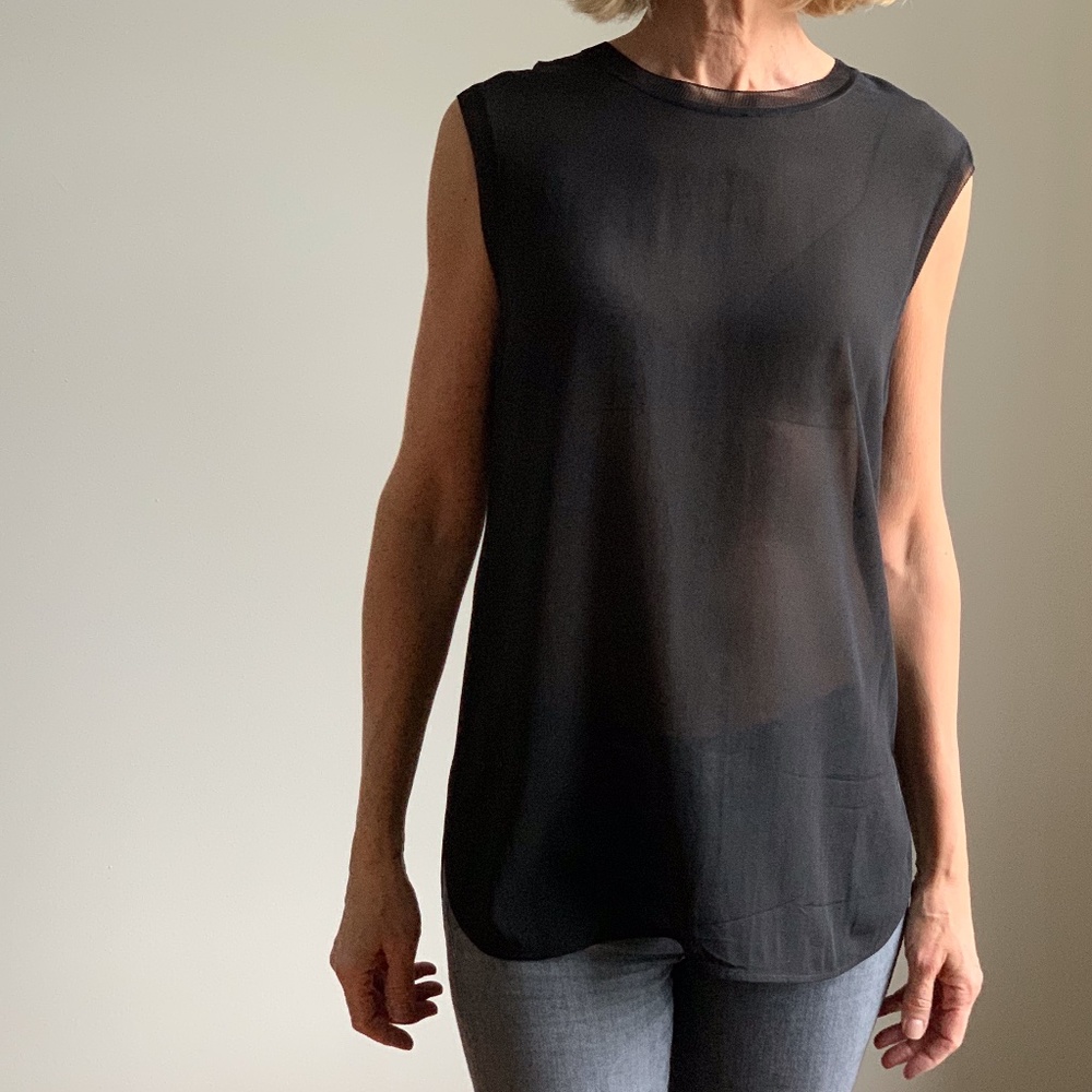 VINCE sheer silk top